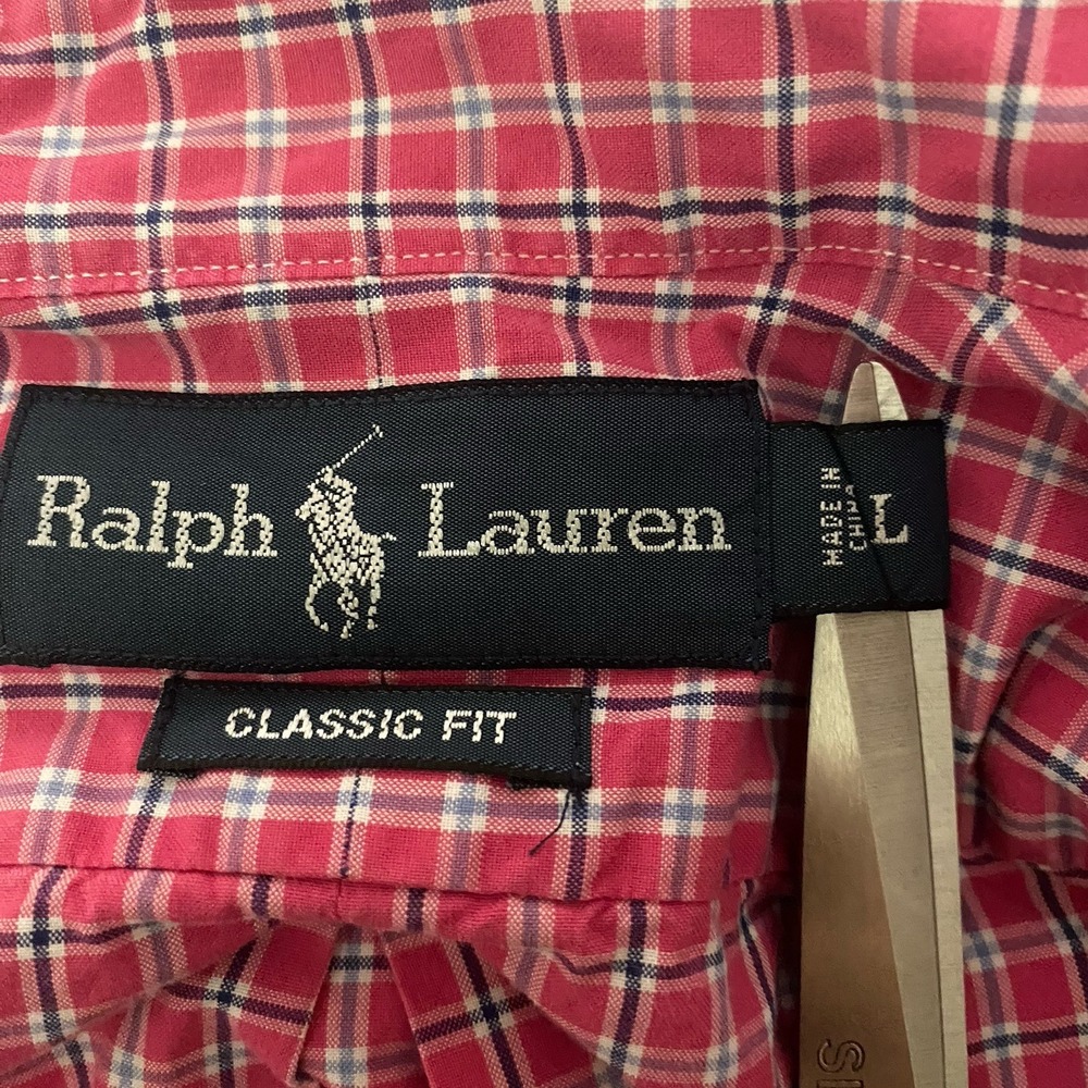 RALPH LAUREN Pink Multicolor Plaid Classic Fit Long Sleeve Button Up Shirt L - Picture 8 of 10